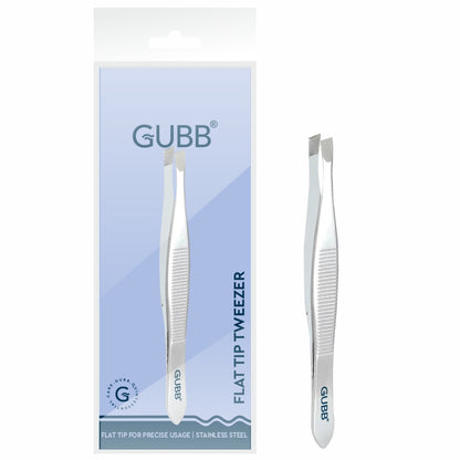 GUBB Flat Tweezer For Eyebrows & Upper Lip - Stainless Steel Flat Tip Tweezer For Hair Removal - Hair Plucker - Upper Lips, Eyebrows, Fast & Easy to Use Hair Tweezer - Sturdy & Rust Resistant