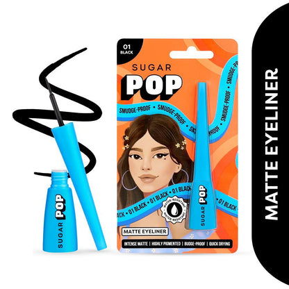SUGAR POP Matte Eyeliner 01 Black, Highly Pigmented Intense Matte Smudge-proof
