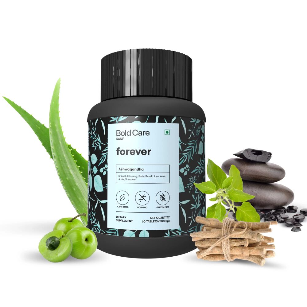 Bold Care Forever - Ashwagandha & Shilajit - Stamina Booster Supplements for Men - All Natural Safed Musli, Shatavari & More (60 Capsules)