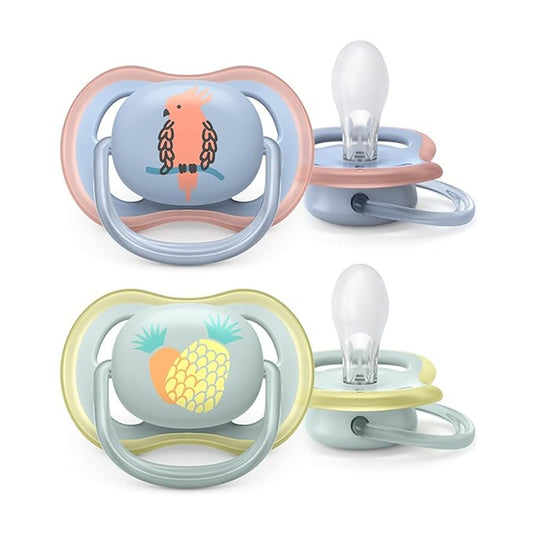 Philips Avent Ultra Air Soother - 2 x Light, Breathable Baby Soothers for Babies Aged 0-6 Months, BPA-Free with Steriliser Carry Case (SCF085/59)