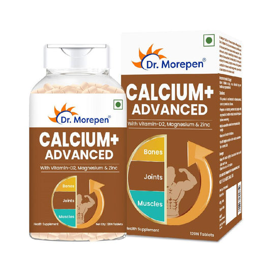 Dr. Morepen Calcium+ Advanced Tablets with Vitamin - D2, Magnesium & Zinc - 120 Veg Tablets (Pack of 2)