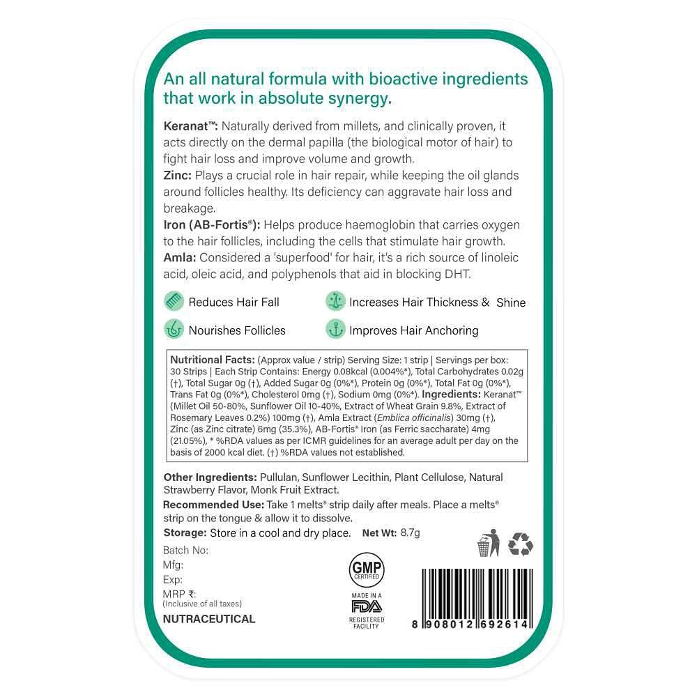 Wellbeing Nutrition Melts® Hair Fall Control with Keranat & Zinc for Hair Loss Support
