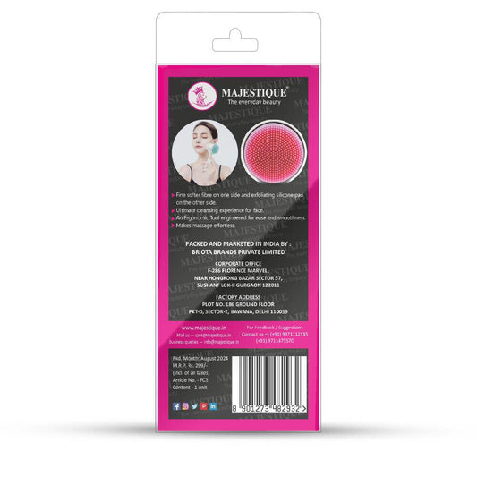 Majestique Face Exfoliator Brush FC3 Deep Pore Cleaning, Soft Silicone Facial Wash Massage Brush (Color May Vary)