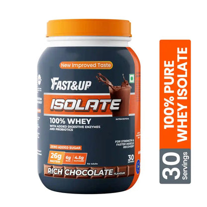 Fast&Up Whey Protein Isolate, Ultralow Carbs,Rich Chocolate (30 Servings)