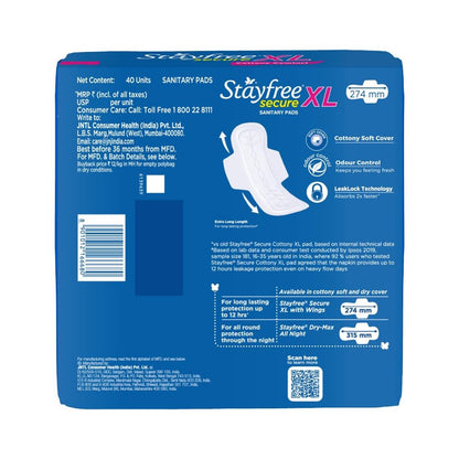 Stayfree Secure Cottony XL Wings Extra Large (40 pads)