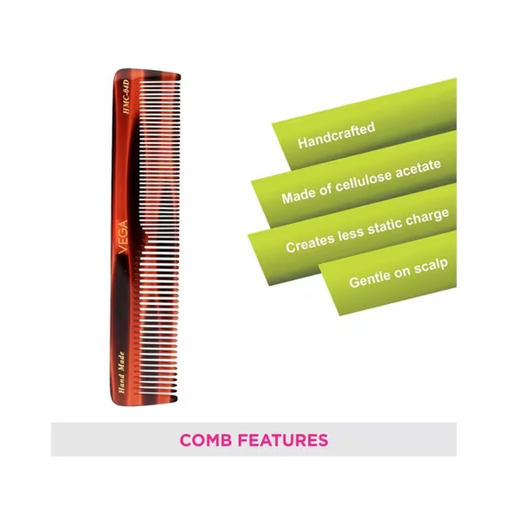 Vega Tortoise Shell Hair Comb,Handmade For Men & Women (Hmc-04D)