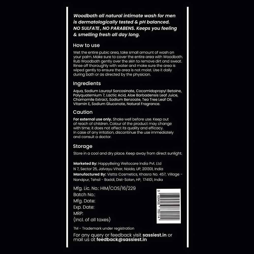 Sassiest Woodbath Intimate Wash for Men (300 gms)