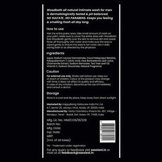 Sassiest Woodbath Intimate Wash for Men (300 gms)