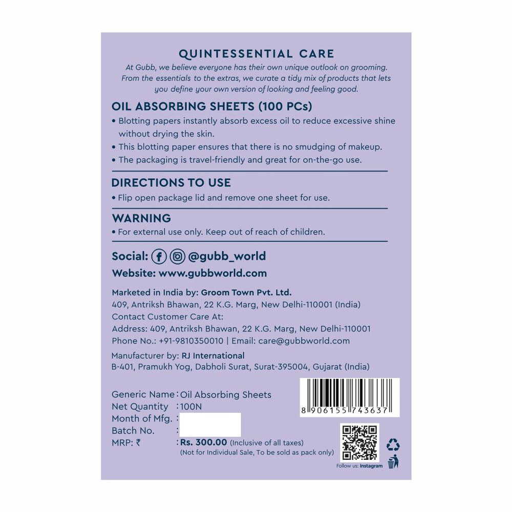 GUBB Oil Absorbing Sheet (100 pcs)