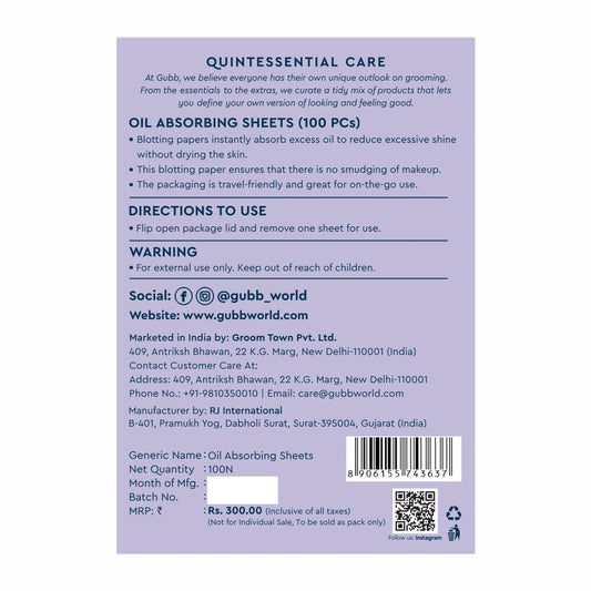 GUBB Oil Absorbing Sheet (100 pcs)