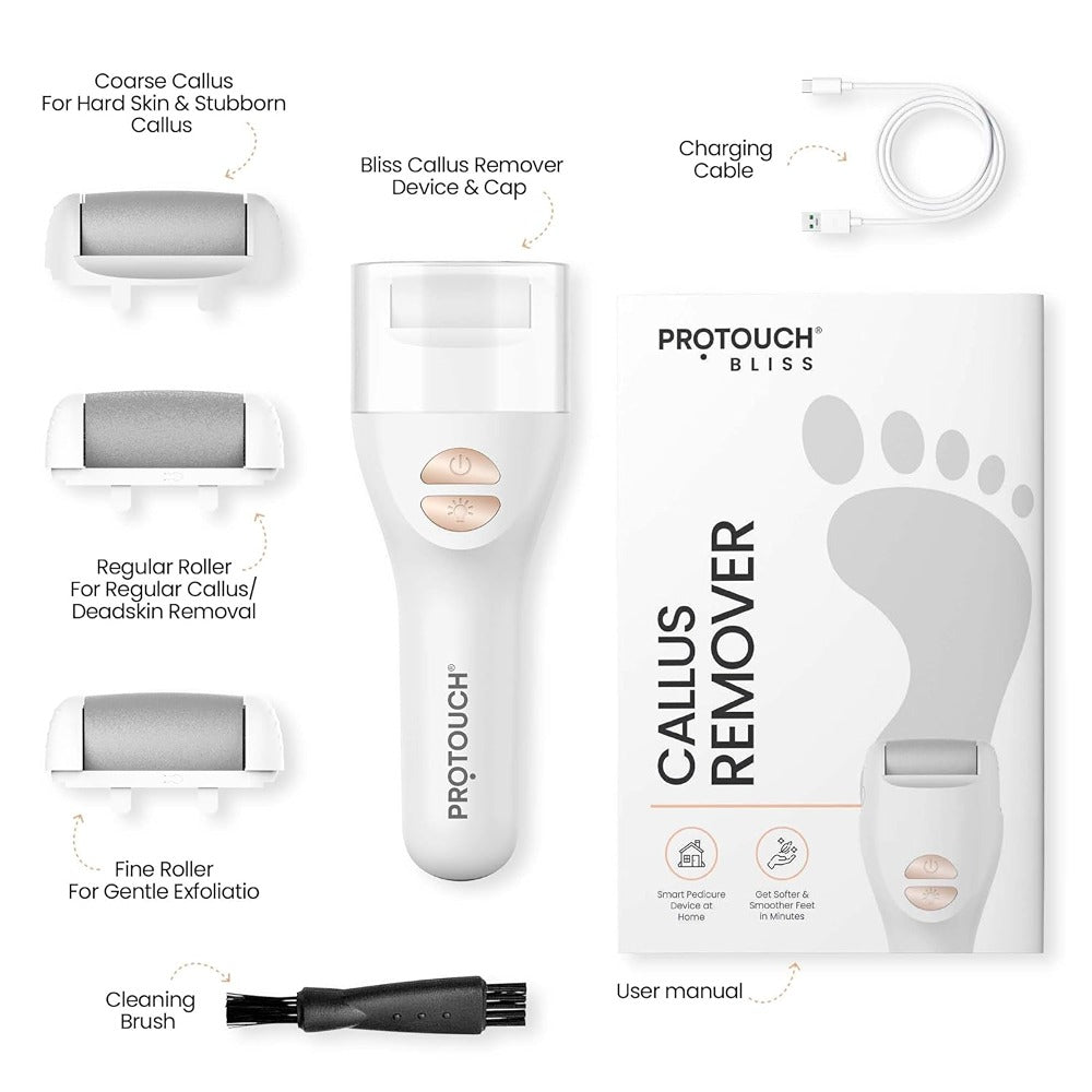 PROTOUCH Bliss Electric Callus Remover - Professional Home Pedicure Device - Gently Buffs, Exfoliates & Smooths Cracked Heels & Rough Feet for Salon-Soft Results at Home