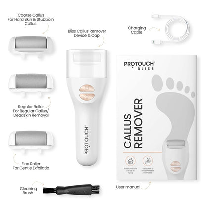 PROTOUCH Bliss Electric Callus Remover - Professional Home Pedicure Device - Gently Buffs, Exfoliates & Smooths Cracked Heels & Rough Feet for Salon-Soft Results at Home