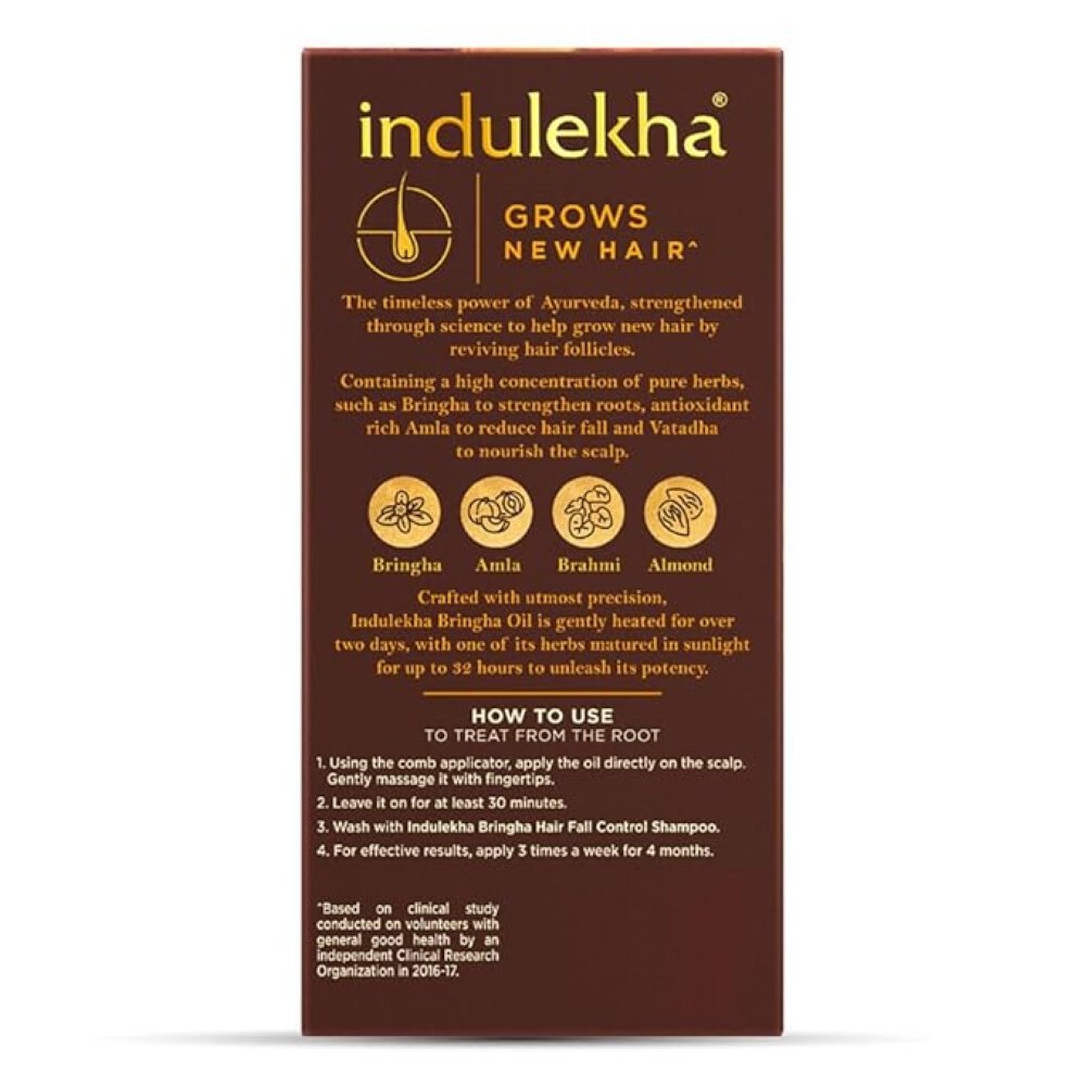 Indulekha Bringha Oil Reduces Hair Fall and Grows New Hair, 100% Ayurvedic Oil (100ml)