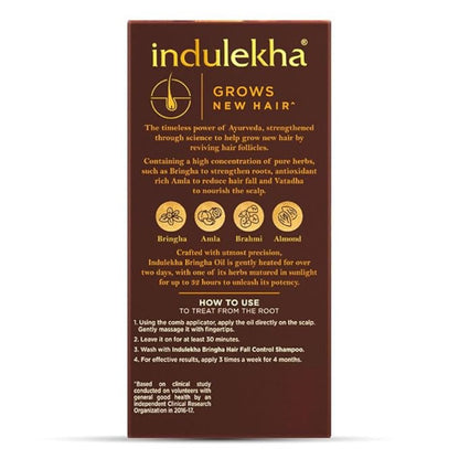 Indulekha Bringha Oil Reduces Hair Fall and Grows New Hair, 100% Ayurvedic Oil (100ml)
