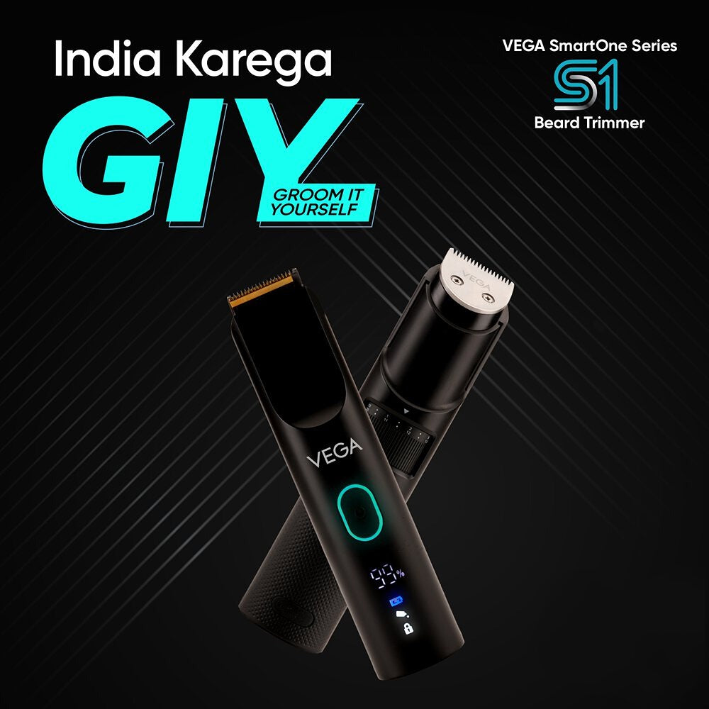 Vega Smartone S1 Beard Trimmer for Men, 120 Mins Runtime, Ipx7 Waterproof & 40 Length Settings