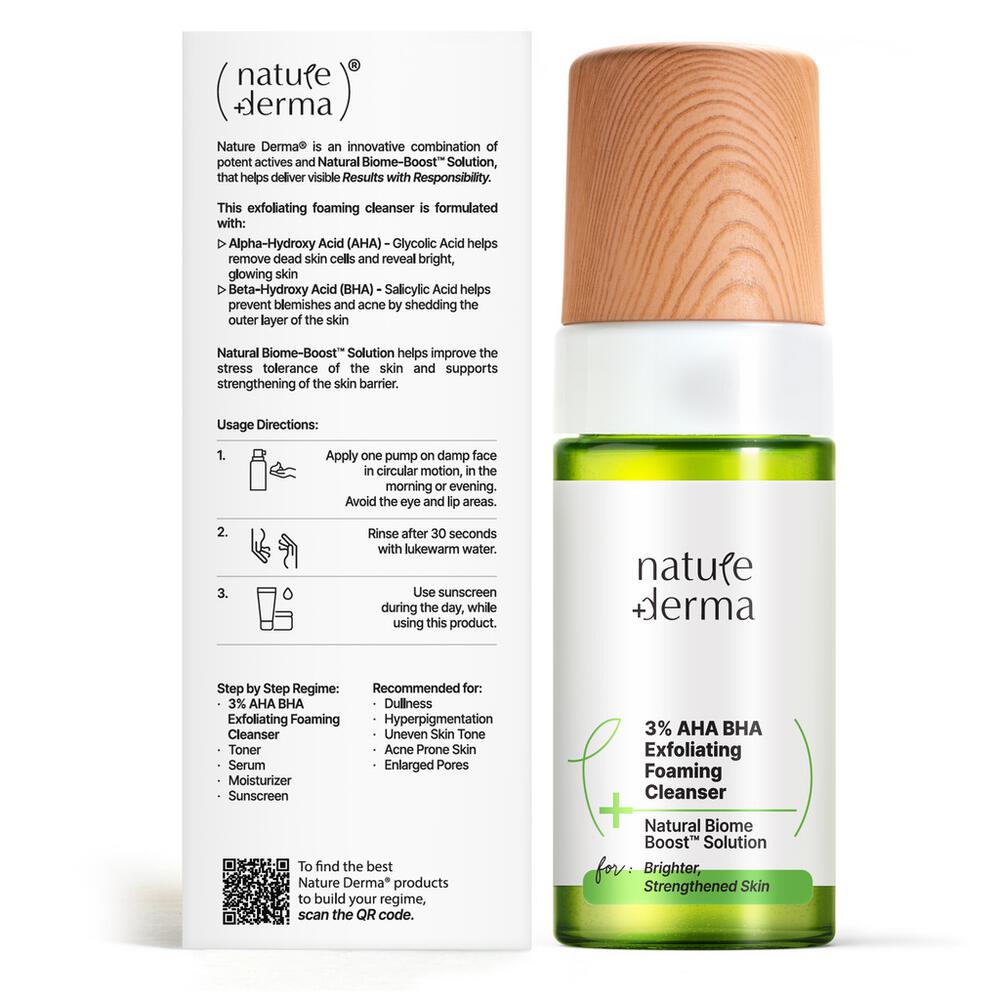 Nature Derma 3% AHA BHA Facewash with 100% Natural Biome-Boost™ (100ml)
