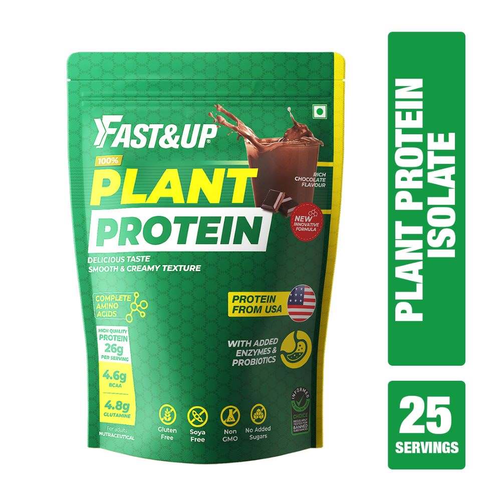 Fast&Up Plant Protein with Added Enzymes & Probiotics, Rich Chocolate (25 Serving)