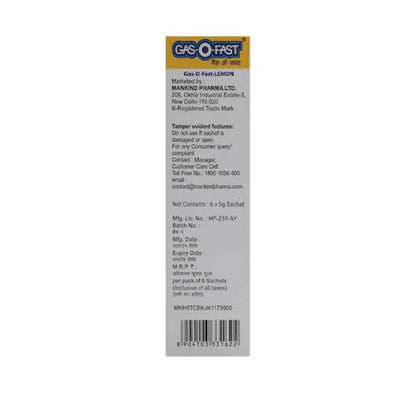 Gas-O-Fast Ayurvedic Antacid Lemon Flavour (6 pcs)