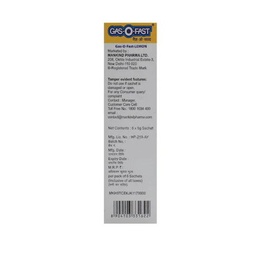 Gas-O-Fast Ayurvedic Antacid Lemon Flavour (6 pcs)