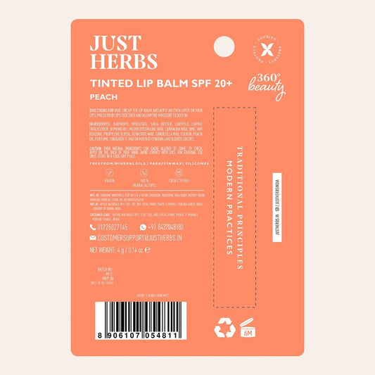 Just Herbs Tinted Lip Balms SPF 20+ (Peach)