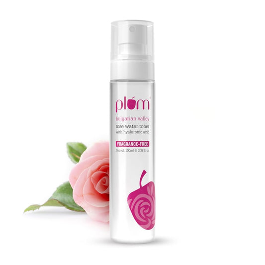 Plum Bulgarian Valley Rose Water Alcohol-Free Spray Toner with Hyaluronic Acid, Hydrates & Refreshes (100ml)