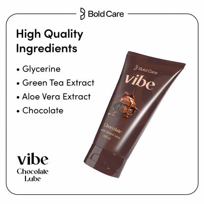 Bold Care Vibe - Natural Personal Lubricant for Men and Women, Premium Chocolate Flavour, Water Based Lube (100ml)