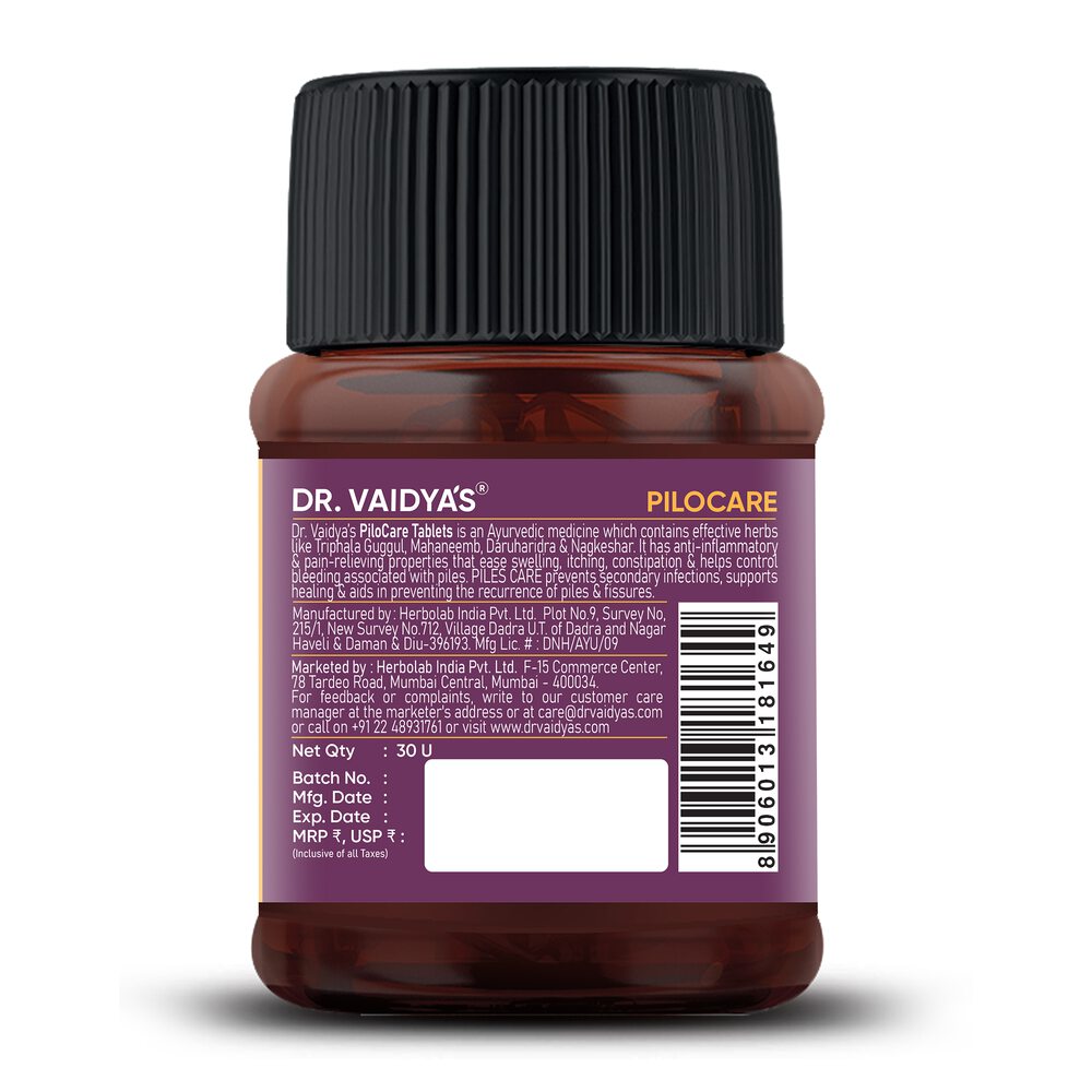 Dr. Vaidya's Piles Care-30 Capsules (Pack of 1)