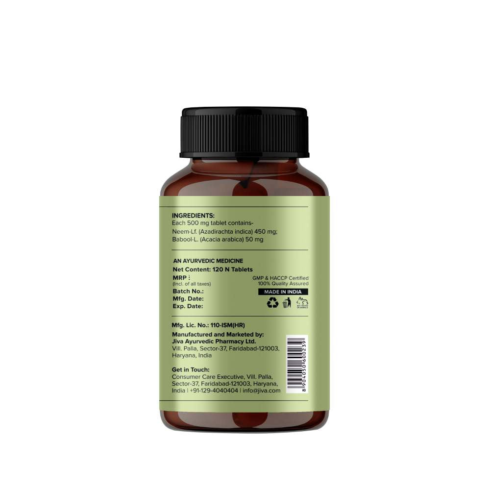 Jiva Neem Tablet for Purifies Blood, Treats Urinary Disorders (120 Tablets)