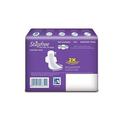 Stayfree Dry Max All Night Ultra Dry Napkins 14 Pads (Extra Large)