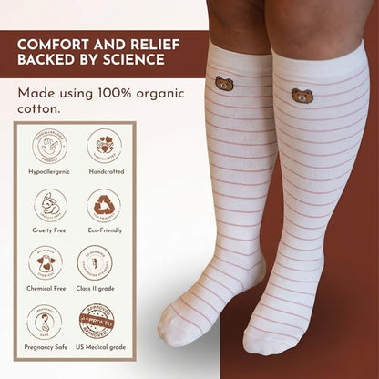 GLO Mama On The Glo Compression Stockings for Pregnant Women - Stripes- Large Size