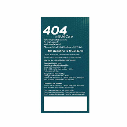 Bold Care 404 Extra Dotted Condom For Men, Electronically Tested - 576 Dots, 70 Microns with Disposable Pouch (50 gms)
