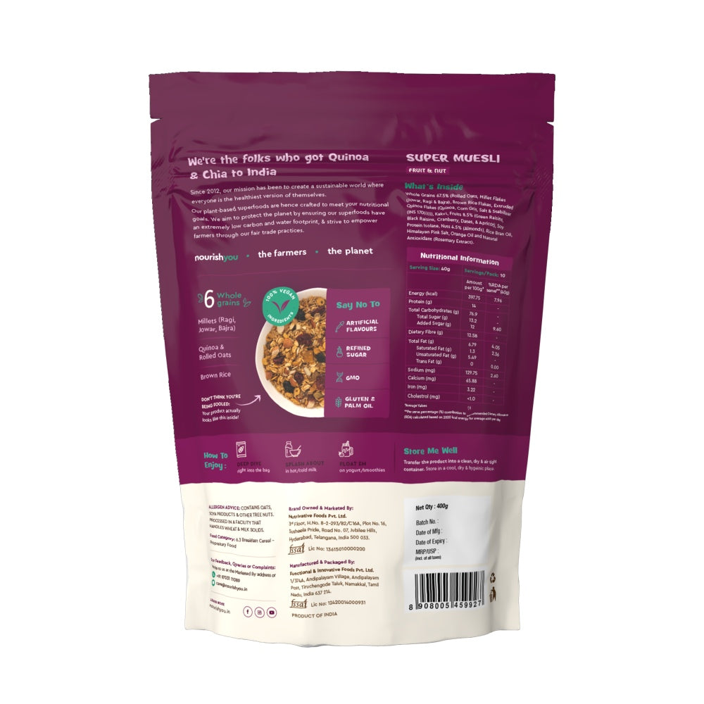 Nourish You Super Muesli Fruit & Nut (400 gms)
