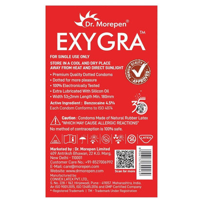 Dr. Morepen Exygra Condoms Dotted 10s - STRAWBERRY FLAV - Large