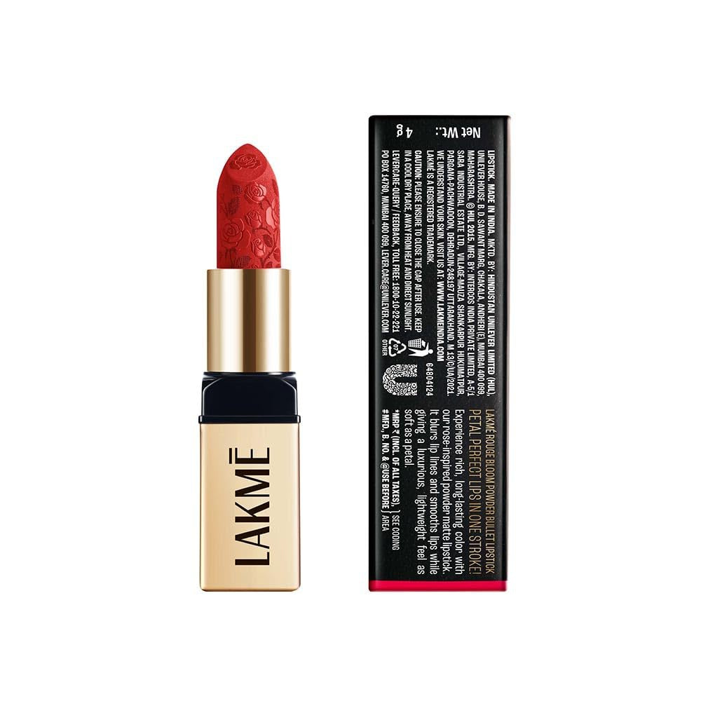 Lakme Rouge Bloom Powder Matte Bullet - Scarlet Rose 209 (4 gms)
