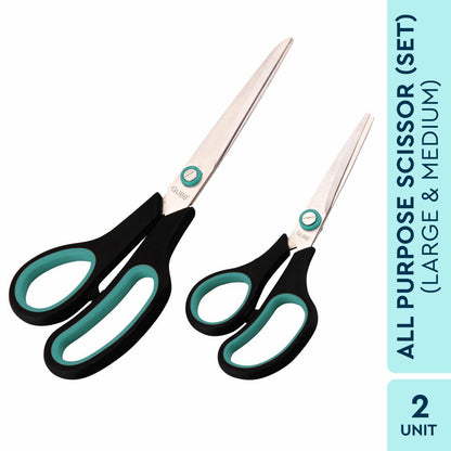 GUBB All Purpose Scissor Set For Hair Cut, Kitchen Use, Craft & Tailoring Professional - Large & Medium