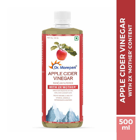 DR. MOREPEN Apple Cider Vinegar with 2x Mother for Weight Management, Immunity, Skin & Hair, Raw, Unfiltered & Unpasteurized (500ml)