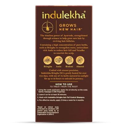 Indulekha Bringha Oil Reduces Hair Fall and Grows New Hair, 100% Ayurvedic Oil (50ml)