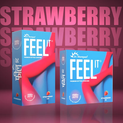 Dr. Morepen Feel It Mass Dotted Condoms 3S Strawberry Flavour