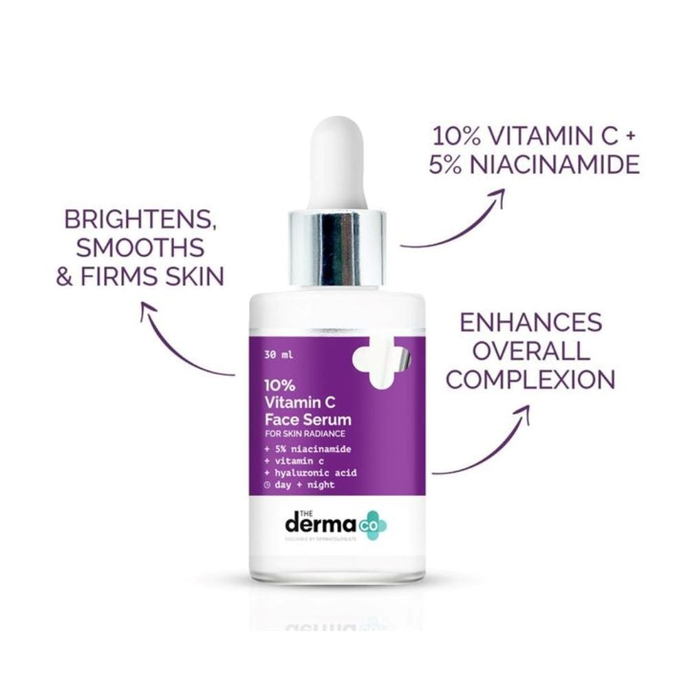 The Derma Co 10% Vitamin C Face Serum with Vitamin C 5% Niacinamide & Hyaluronic Acid for Skin Radiance (30ml)