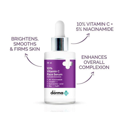 The Derma Co 10% Vitamin C Face Serum with Vitamin C 5% Niacinamide & Hyaluronic Acid for Skin Radiance (30ml)