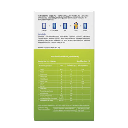 Dr. Morepen LightLife Pre-Meal Nutrition Mix | Sustainable Weight Management Support for Men & Women | Appetite Control & Metabolism Booster | 10 Sachets (5g Each) | Flavor-Green Apple