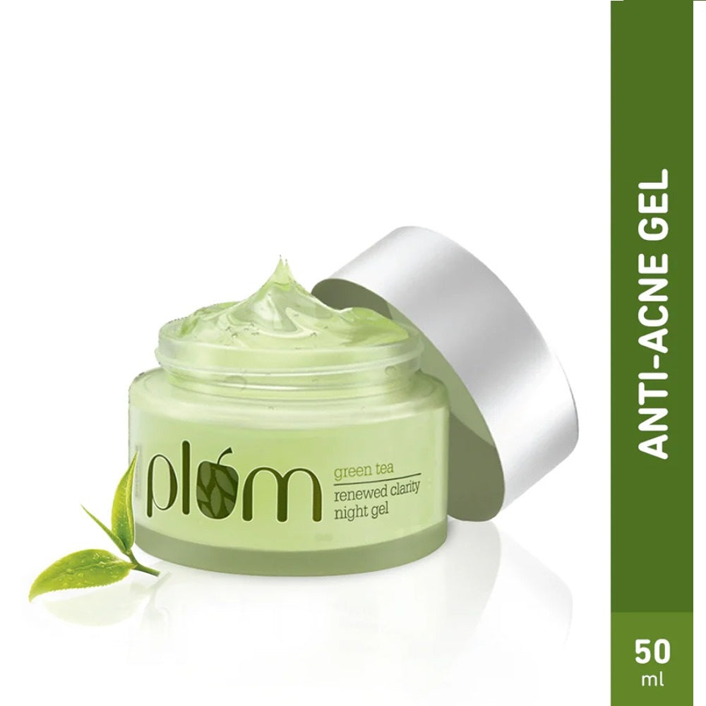 Plum Green Tea Renewing Night Gel with Glycolic Acid- Fights Acne for Clear, Oil-Free, Hydrated Skin