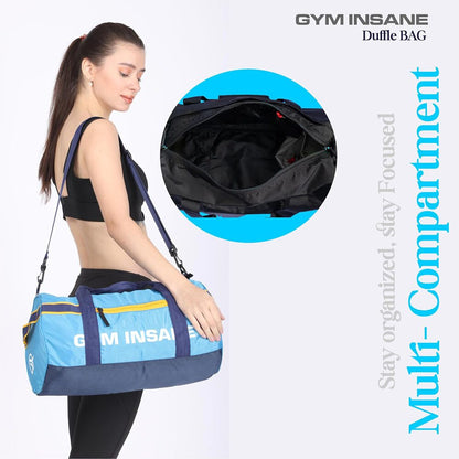 GYM INSANE BLUESAC Polyester Duffle Bag with Shoe Compartment for Men & Women - Color Sky Blue(26 Ltr)