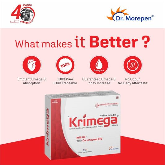 Krimega Softgel Capsules (Krill Oil 1000mg + Coq 10 100mg)1000MG (1X10 Capsules)