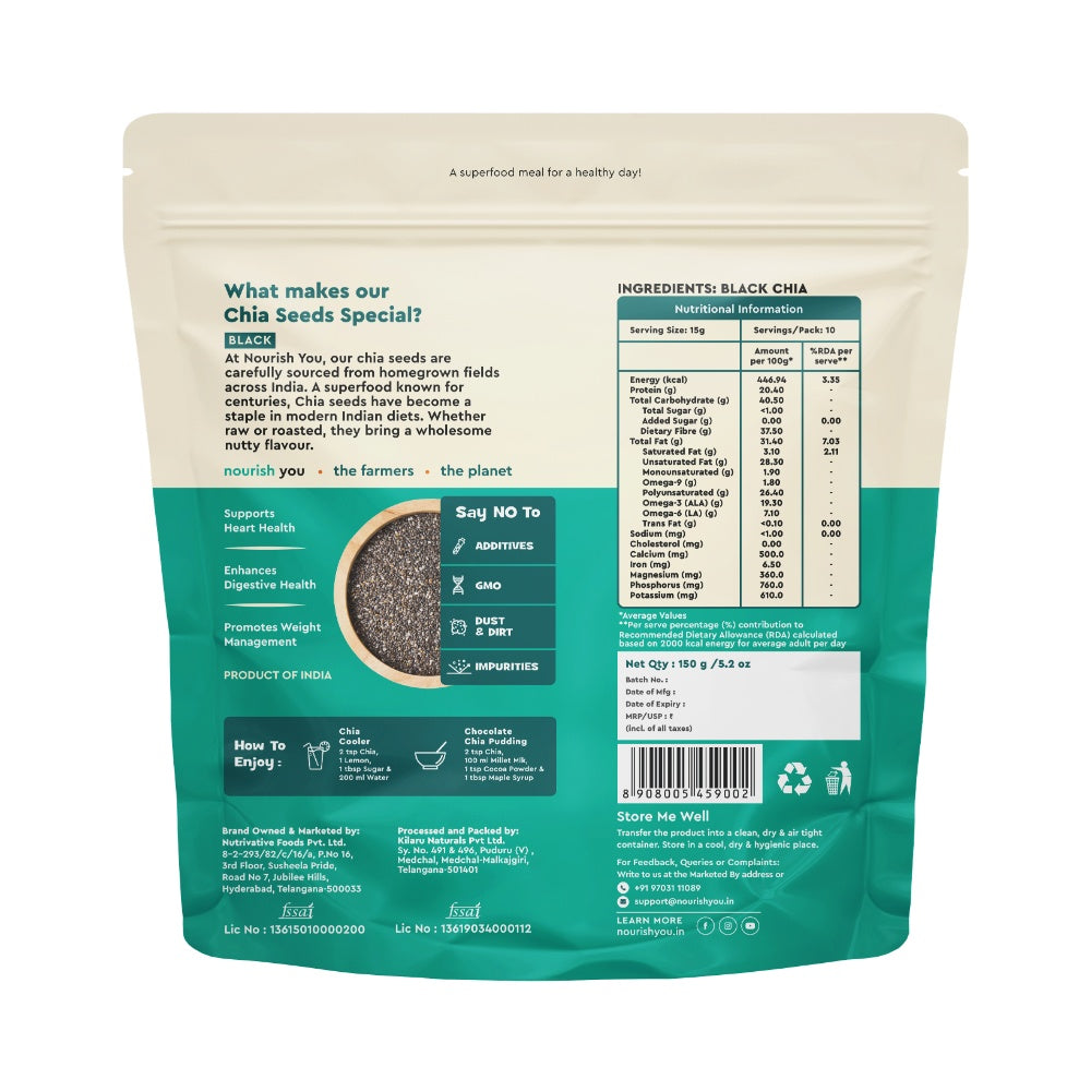 Nourish You Raw & Whole Chia Seeds (150 gms)