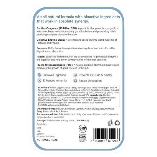 Wellbeing Nutrition Melts® Healthy Gut 10B CFU Probiotic + ACV for Bloating & Indigestion