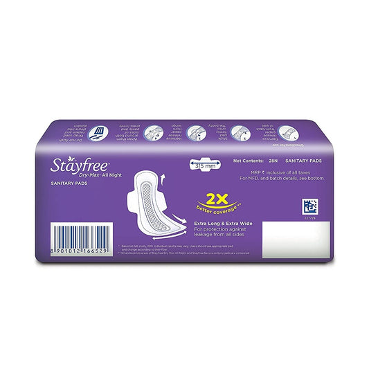 Stayfree Dry Max All Night Ultra Dry Napkins 28 Pads (Extra Large)