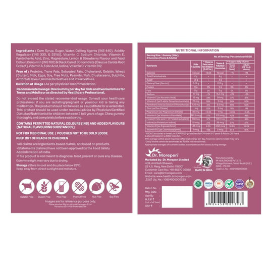 Dr. Morepen Multivitamin Gummies With 10 Multi-vitamins & Minerals (60 Gummies)