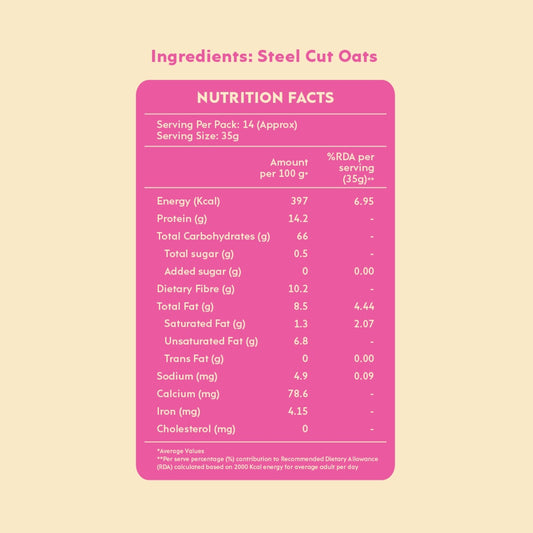 Nourish You Premium Steel Cut Oats (500 gms)
