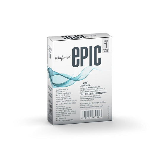 Manforce Epic Thinx Lubricated Latex Condoms for Men - Ultra Thin with 0.03 mm Thickness (3 pcs)